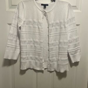 Cable & Gauge Textured White Cardigan